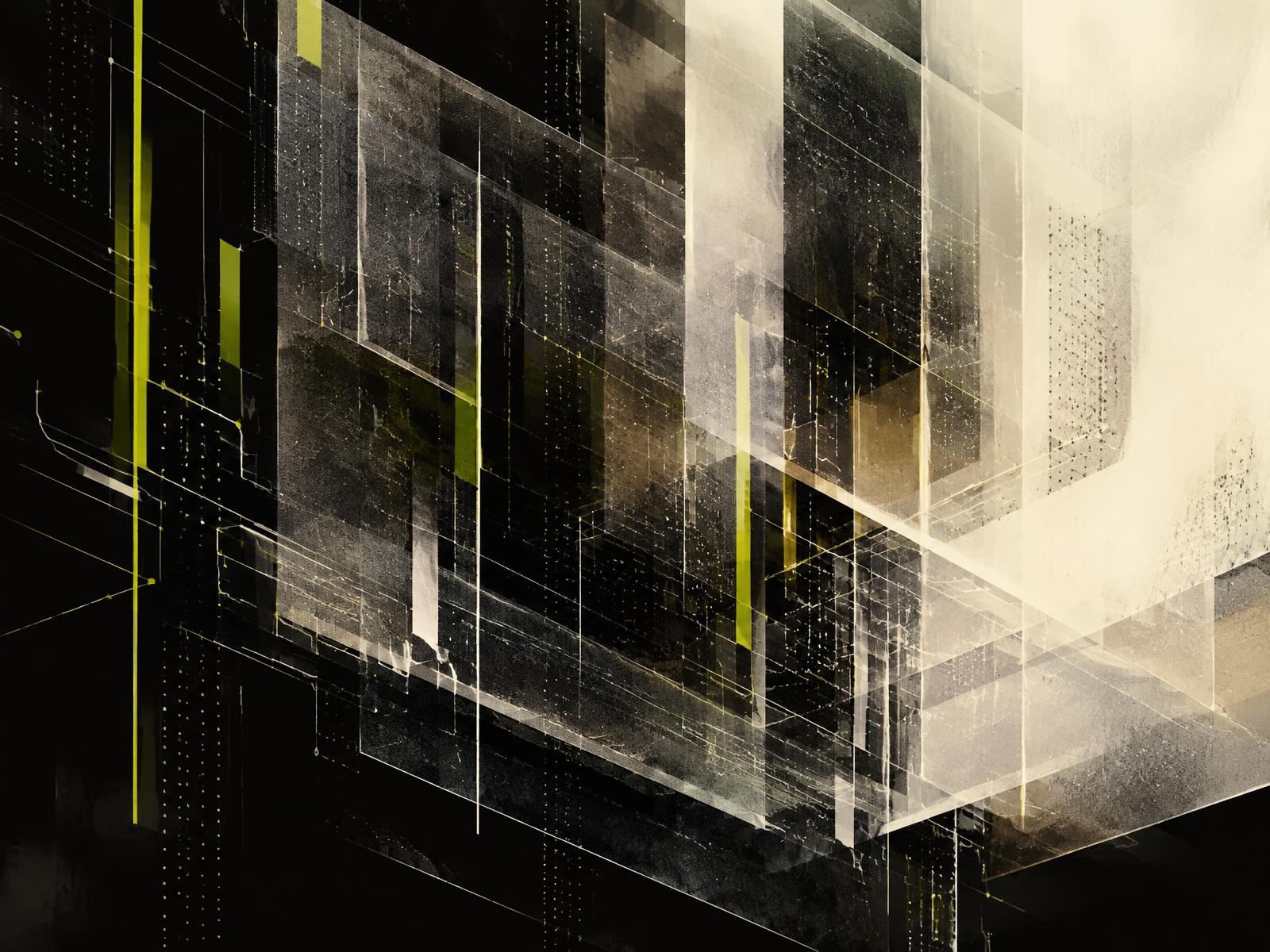 Abstract interconnected planes representing coordinated digital architecture